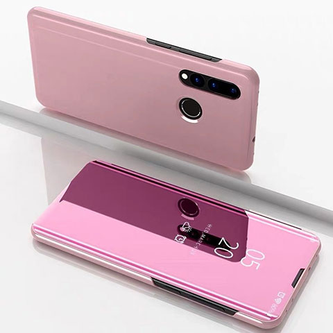 Coque Portefeuille Livre Cuir Miroir Housse Etui Clapet pour Huawei Nova 4e Or Rose