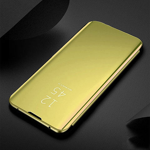 Coque Portefeuille Livre Cuir Miroir Housse Etui Clapet pour Huawei Nova 6 5G Jaune