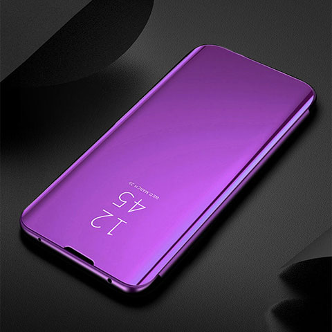 Coque Portefeuille Livre Cuir Miroir Housse Etui Clapet pour Huawei Nova 6 5G Violet