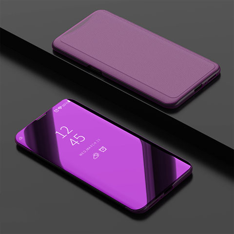 Coque Portefeuille Livre Cuir Miroir Housse Etui Clapet pour Oppo Find X Super Flash Edition Violet