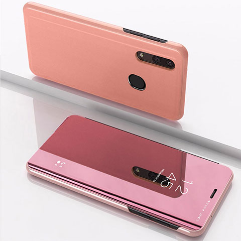 Coque Portefeuille Livre Cuir Miroir Housse Etui Clapet pour Samsung Galaxy M20 Or Rose