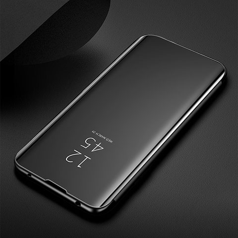 Coque Portefeuille Livre Cuir Miroir Housse Etui Clapet pour Samsung Galaxy M30s Noir