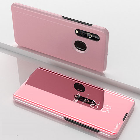 Coque Portefeuille Livre Cuir Miroir Housse Etui Clapet pour Samsung Galaxy M40 Or Rose