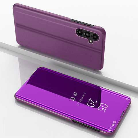 Coque Portefeuille Livre Cuir Miroir Housse Etui Clapet pour Samsung Galaxy M44 5G Violet