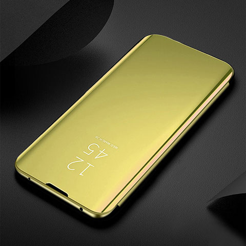 Coque Portefeuille Livre Cuir Miroir Housse Etui Clapet pour Xiaomi Mi 12 Pro 5G Or