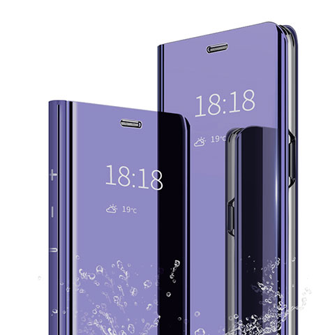 Coque Portefeuille Livre Cuir Miroir Housse Etui Clapet pour Xiaomi Mi A3 Lite Violet