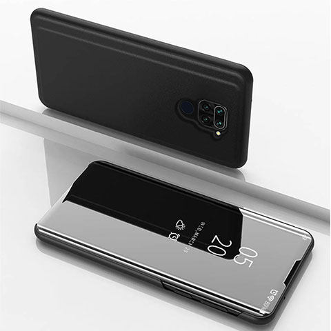 Coque Portefeuille Livre Cuir Miroir Housse Etui Clapet pour Xiaomi Redmi 10X 4G Noir