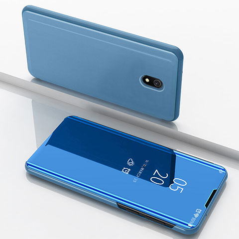 Coque Portefeuille Livre Cuir Miroir Housse Etui Clapet pour Xiaomi Redmi 8A Bleu