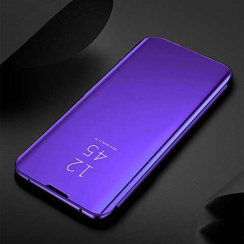 Coque Portefeuille Livre Cuir Miroir Housse Etui Clapet pour Xiaomi Redmi Note 8 Violet