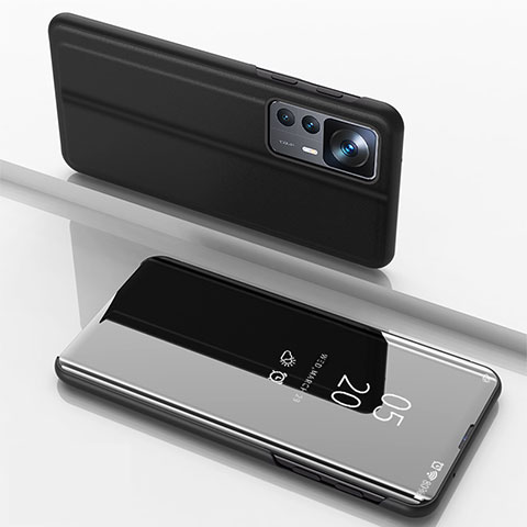 Coque Portefeuille Livre Cuir Miroir Housse Etui Clapet QH1 pour Xiaomi Mi 12T 5G Noir