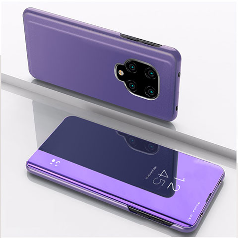 Coque Portefeuille Livre Cuir Miroir Housse Etui Clapet QH1 pour Xiaomi Poco M2 Pro Violet Clair