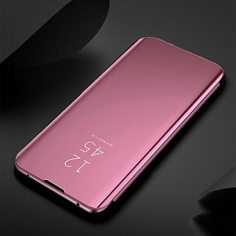 Coque Portefeuille Livre Cuir Miroir Housse Etui Clapet S01 pour Xiaomi Mi Note 10 Pro Or Rose