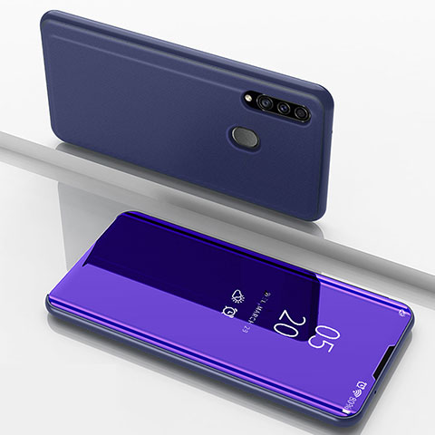 Coque Portefeuille Livre Cuir Miroir Housse Etui Clapet ZL1 pour Samsung Galaxy A20s Violet