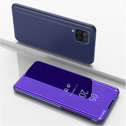 Coque Portefeuille Livre Cuir Miroir Housse Etui Clapet ZL1 pour Samsung Galaxy F12 Violet