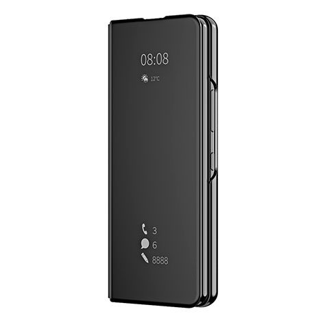 Coque Portefeuille Livre Cuir Miroir Housse Etui Clapet ZL2 pour Samsung Galaxy Z Fold3 5G Noir