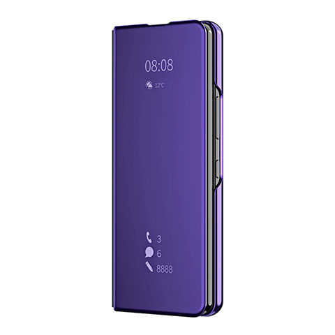 Coque Portefeuille Livre Cuir Miroir Housse Etui Clapet ZL2 pour Samsung Galaxy Z Fold3 5G Violet