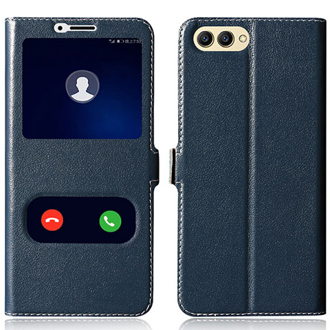 Coque Portefeuille Livre Cuir pour Huawei Honor V10 Bleu