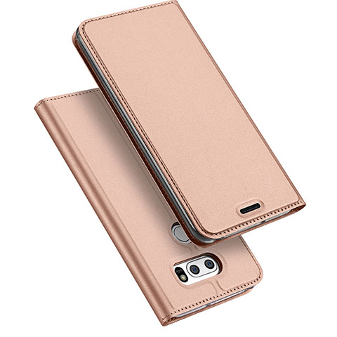 Coque Portefeuille Livre Cuir pour LG V30 Or Rose