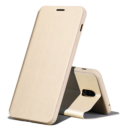 Coque Portefeuille Livre Cuir pour Samsung Galaxy C8 C710F Or