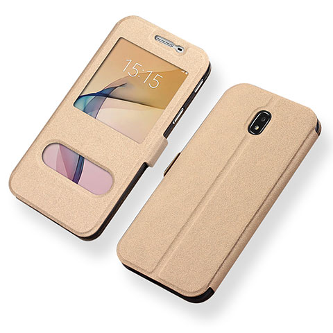 Coque Portefeuille Livre Cuir pour Samsung Galaxy J5 (2017) Duos J530F Or