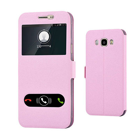 Coque Portefeuille Livre Cuir pour Samsung Galaxy J7 (2016) J710F J710FN Rose