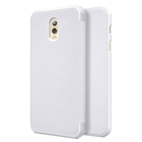 Coque Portefeuille Livre Cuir pour Samsung Galaxy J7 Plus Blanc