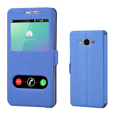 Coque Portefeuille Livre Cuir pour Samsung Galaxy On7 G600FY Bleu