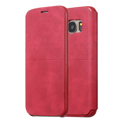 Coque Portefeuille Livre Cuir pour Samsung Galaxy S7 Edge G935F Rouge