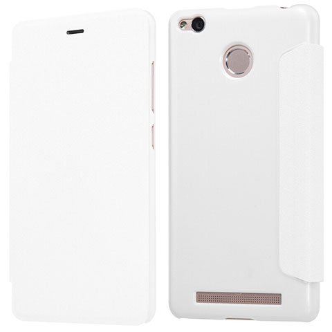 Coque Portefeuille Livre Cuir pour Xiaomi Redmi 3 Pro Blanc