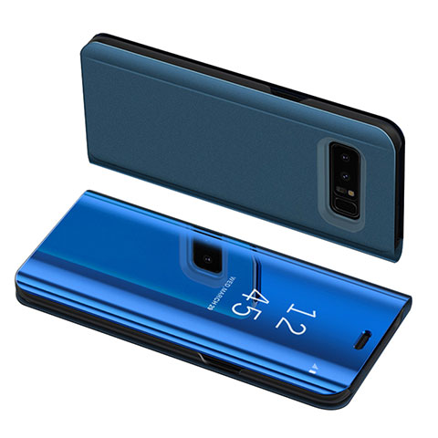 Coque Portefeuille Livre Cuir S01 pour Samsung Galaxy Note 8 Bleu