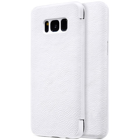 Coque Portefeuille Livre Cuir S01 pour Samsung Galaxy S8 Blanc