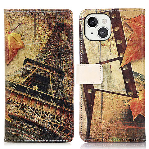 Coque Portefeuille Motif Fantaisie Livre Cuir Etui Clapet A07 pour Apple iPhone 13 Marron