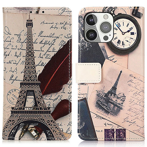 Coque Portefeuille Motif Fantaisie Livre Cuir Etui Clapet A07 pour Apple iPhone 14 Pro Max Gris