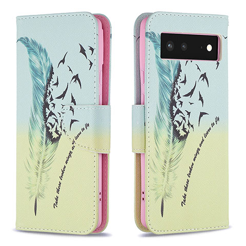 Coque Portefeuille Motif Fantaisie Livre Cuir Etui Clapet B01F pour Google Pixel 6 5G Pastel Vert