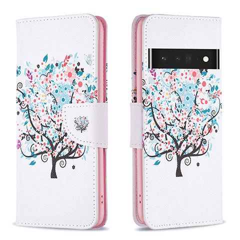 Coque Portefeuille Motif Fantaisie Livre Cuir Etui Clapet B01F pour Google Pixel 7 Pro 5G Blanc