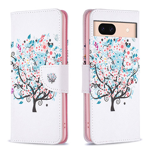 Coque Portefeuille Motif Fantaisie Livre Cuir Etui Clapet B01F pour Google Pixel 8a 5G Blanc