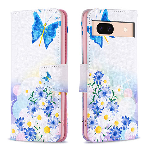 Coque Portefeuille Motif Fantaisie Livre Cuir Etui Clapet B01F pour Google Pixel 8a 5G Bleu