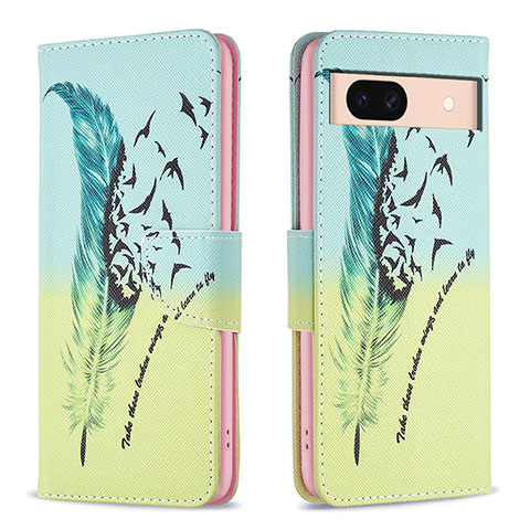 Coque Portefeuille Motif Fantaisie Livre Cuir Etui Clapet B01F pour Google Pixel 8a 5G Pastel Vert