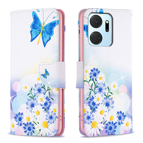 Coque Portefeuille Motif Fantaisie Livre Cuir Etui Clapet B01F pour Huawei Honor X7a Bleu