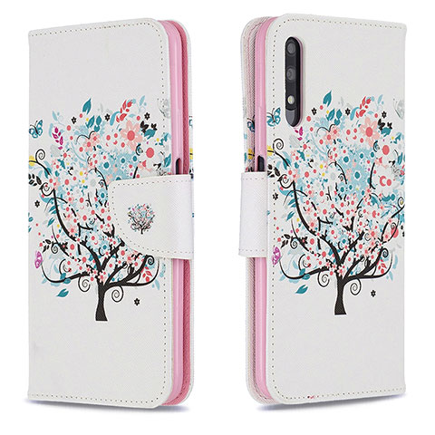 Coque Portefeuille Motif Fantaisie Livre Cuir Etui Clapet B01F pour Huawei P Smart Z (2019) Blanc