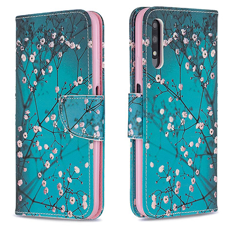 Coque Portefeuille Motif Fantaisie Livre Cuir Etui Clapet B01F pour Huawei P Smart Z (2019) Cyan