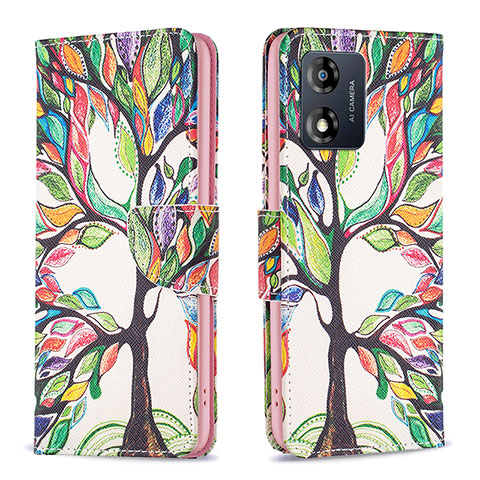 Coque Portefeuille Motif Fantaisie Livre Cuir Etui Clapet B01F pour Motorola Moto E13 Vert