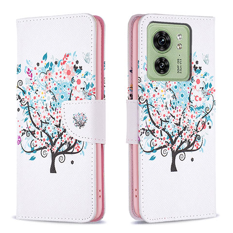 Coque Portefeuille Motif Fantaisie Livre Cuir Etui Clapet B01F pour Motorola Moto Edge (2023) 5G Blanc