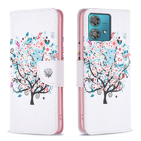 Coque Portefeuille Motif Fantaisie Livre Cuir Etui Clapet B01F pour Motorola Moto Edge 40 Neo 5G Blanc