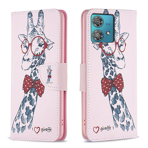 Coque Portefeuille Motif Fantaisie Livre Cuir Etui Clapet B01F pour Motorola Moto Edge 40 Neo 5G Rose