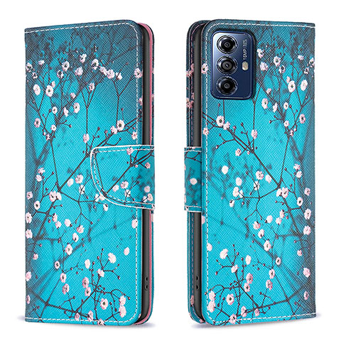 Coque Portefeuille Motif Fantaisie Livre Cuir Etui Clapet B01F pour Motorola Moto G Play (2023) Cyan