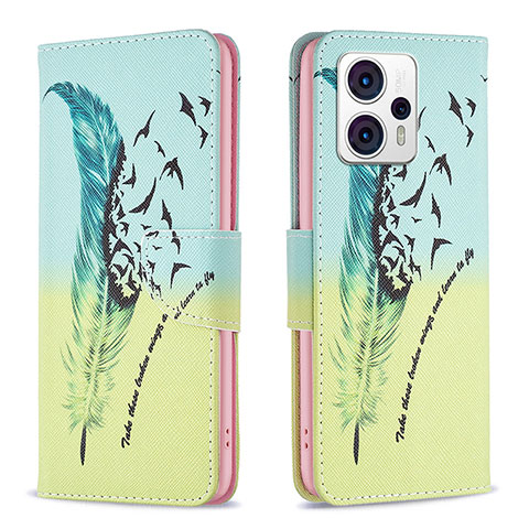 Coque Portefeuille Motif Fantaisie Livre Cuir Etui Clapet B01F pour Motorola Moto G13 Pastel Vert