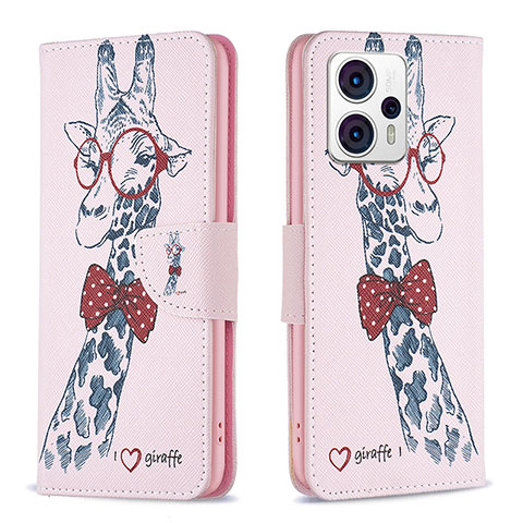 Coque Portefeuille Motif Fantaisie Livre Cuir Etui Clapet B01F pour Motorola Moto G13 Rose