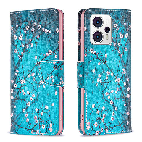 Coque Portefeuille Motif Fantaisie Livre Cuir Etui Clapet B01F pour Motorola Moto G23 Cyan