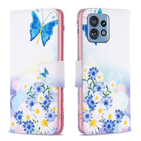 Coque Portefeuille Motif Fantaisie Livre Cuir Etui Clapet B01F pour Motorola Moto X40 5G Bleu